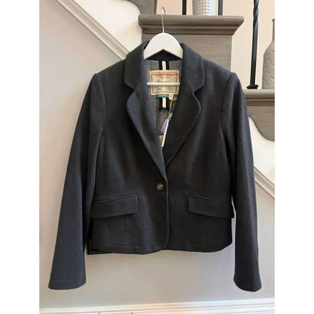 Anthropologie Cartonnier Gray Flannel Blazer Jacket sz 6 NWT
